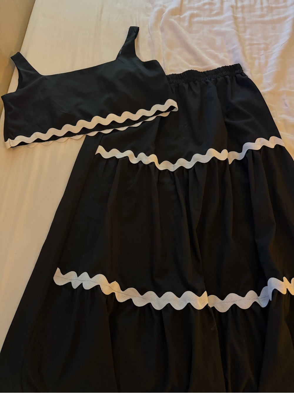 Black Two-Piece Set with White Trim